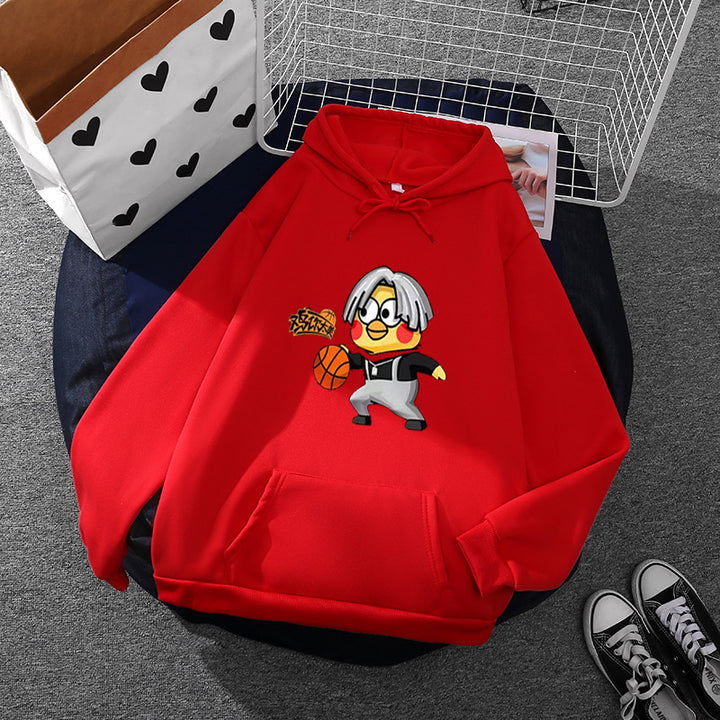 Unisex hooded sweatshirt with comic chick basketball print, kangaroo pocket and soft fleece Mune Fashion