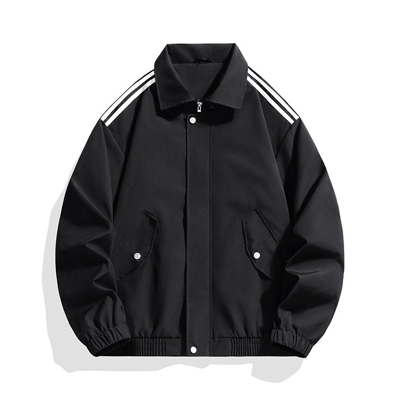 Men's sporty-urban oversize bomber jacket with ribbed hem, snap button placket & shoulder stripes Mune Fashion
