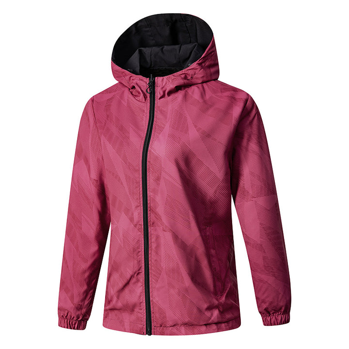 Women Lightweight Technical Hooded Jacket Water-Repellent with Full Zip and Elastic Cuffs Mune Fashion