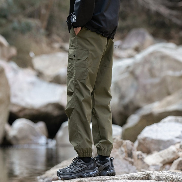 Men's Wide Relaxed Cargo Leisure Pants with Drawstring Waist & Multifunctional Pockets Mune Fashion