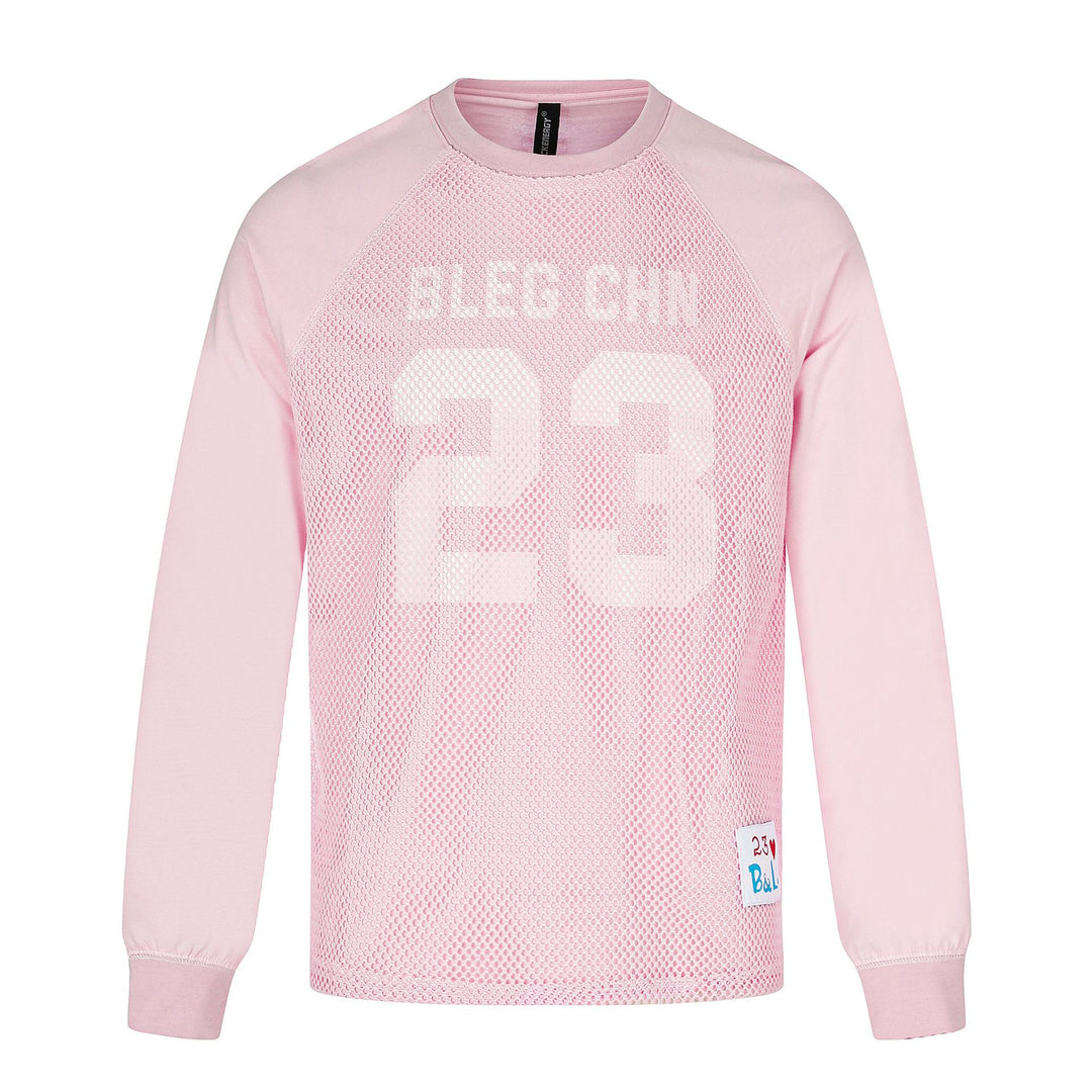 Men's Sportives Mesh Layer Crew Neck Sweatshirt with Raglan Sleeves and Front Print Mune Fashion