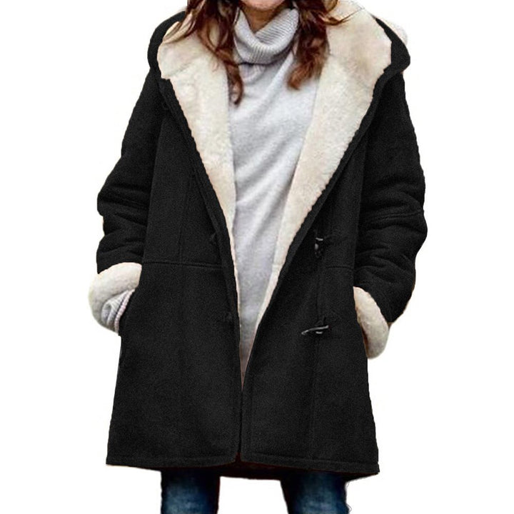 Women's teddy-lined duffle coat with hood, faux fur interior lining and toggle closures Mune Fashion