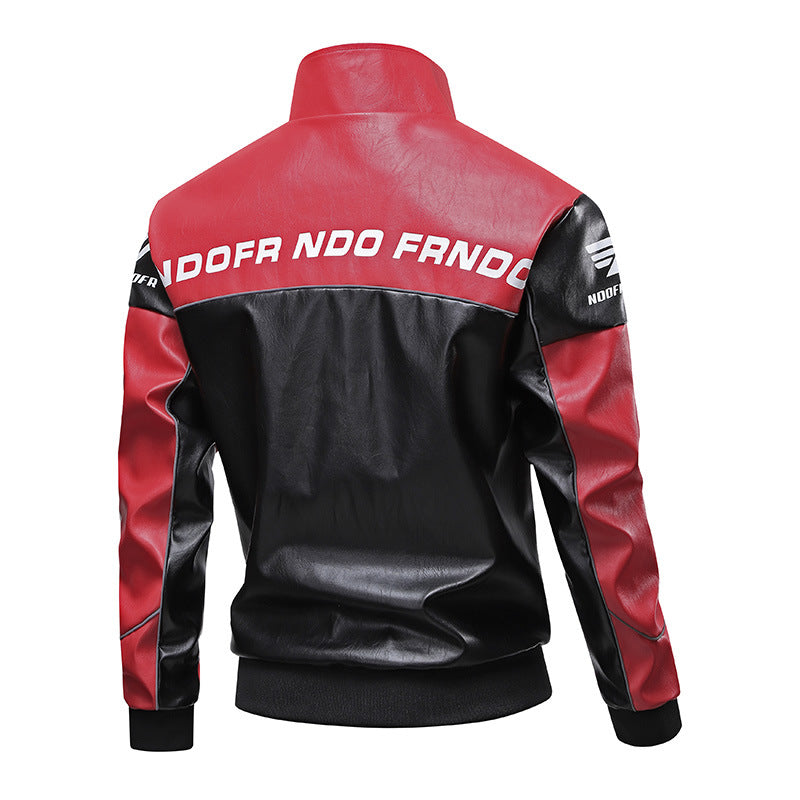 Men's Faux Leather Biker Jacket with Sporty Design Mune Fashion