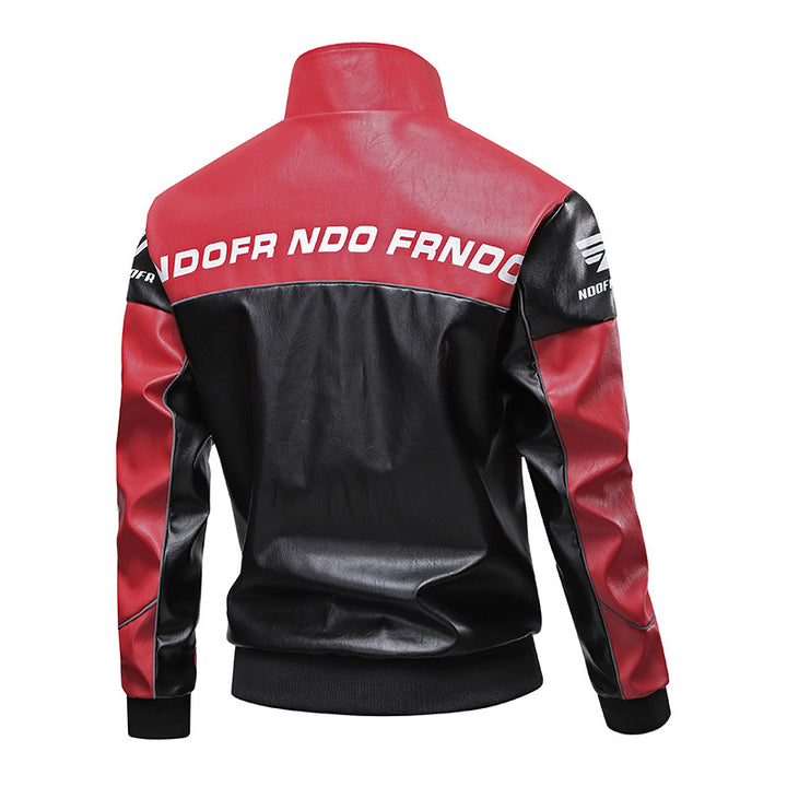Men's Faux Leather Biker Jacket with Sporty Design Mune Fashion
