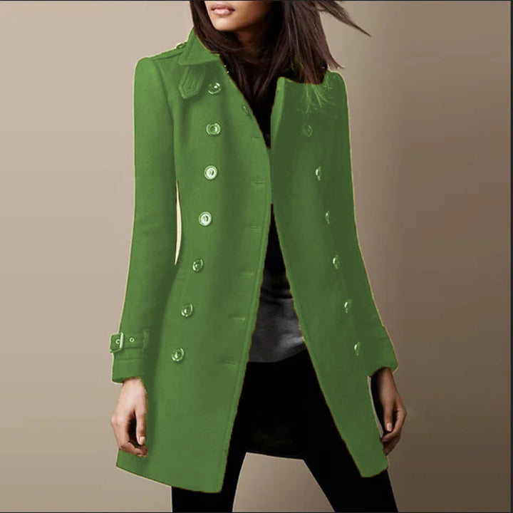 Women's tailored double-breasted wool coat with belt cuffs Mune Fashion