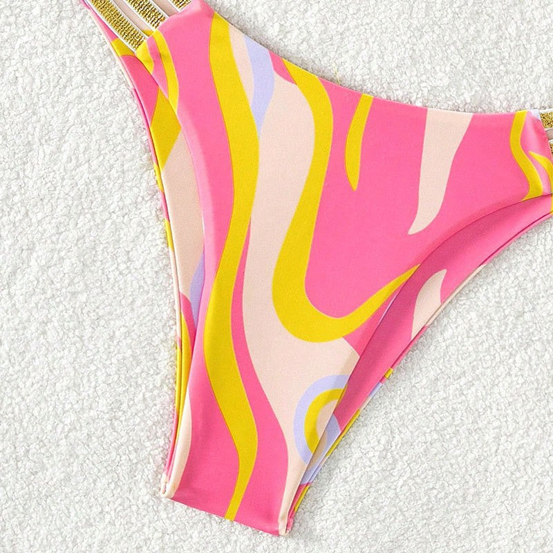 Women's Triangle Bikini with elegant ruffle detail and glittering straps Mune Fashion