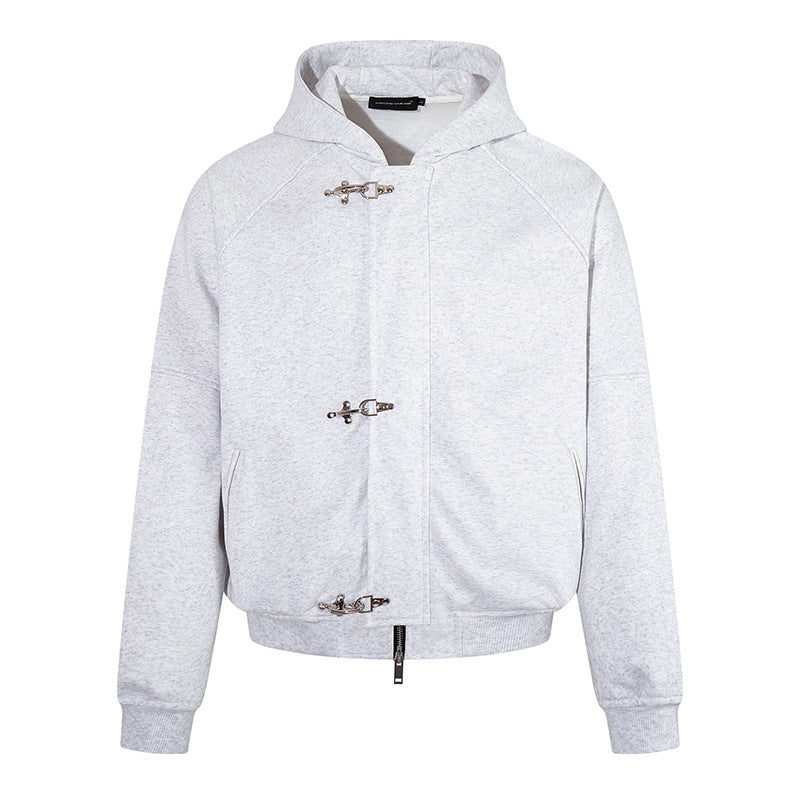 Women's hooded sweatshirt jacket in bomber style with carabiner buckle closure Mune Fashion