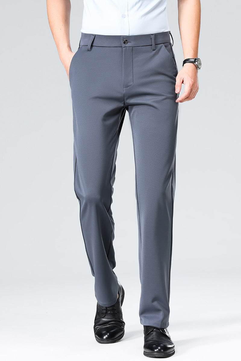 Men's Elegant Straight-Cut Stretch Business Trousers with Crease Mune Fashion