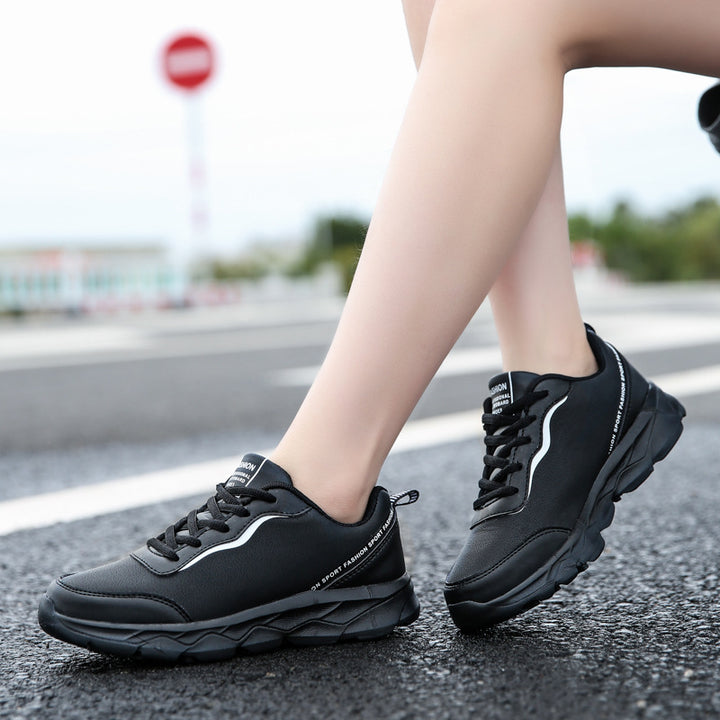Women's urban faux leather sneakers with padded heel collar, shock-absorbing lightweight sole, and heel tab Mune Fashion