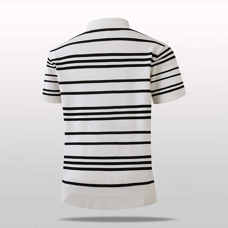 Men's Stylish Short-Sleeve Polo Shirt with Stripes Mune Fashion