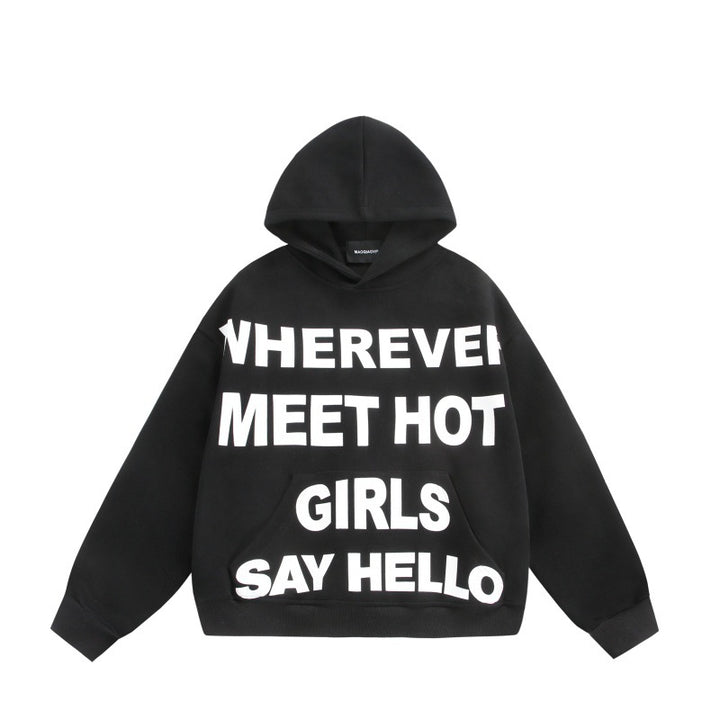 Unisex Oversize Hoodie with large slogan print and kangaroo pocket Mune Fashion