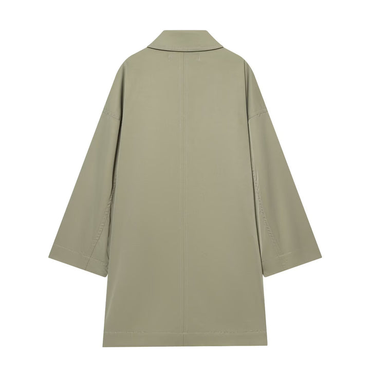 Women Wide-Cut Cape Coat with Concealed Button Placket and Patch Pockets Mune Fashion