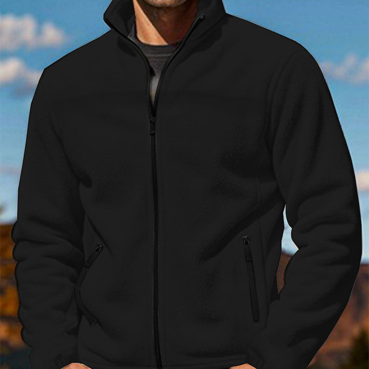 Men's fleece transitional jacket with stand-up collar, full zipper and zippered pockets Mune Fashion