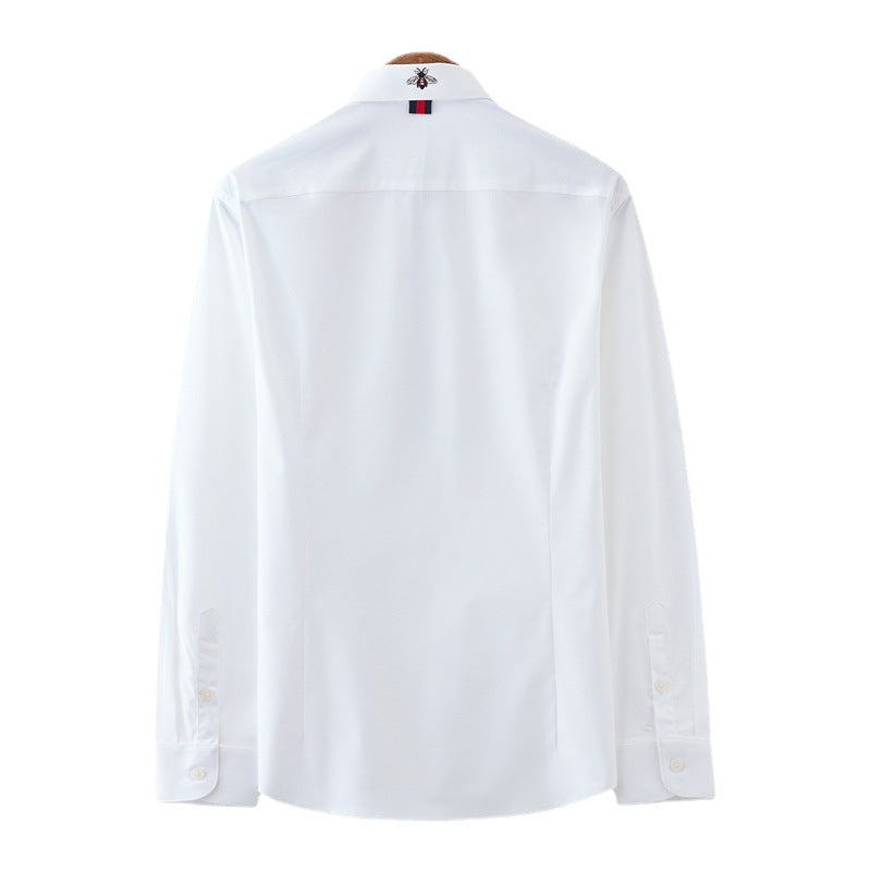 Men's tailored business shirt with Kent collar and contrasting button placket band Mune Fashion