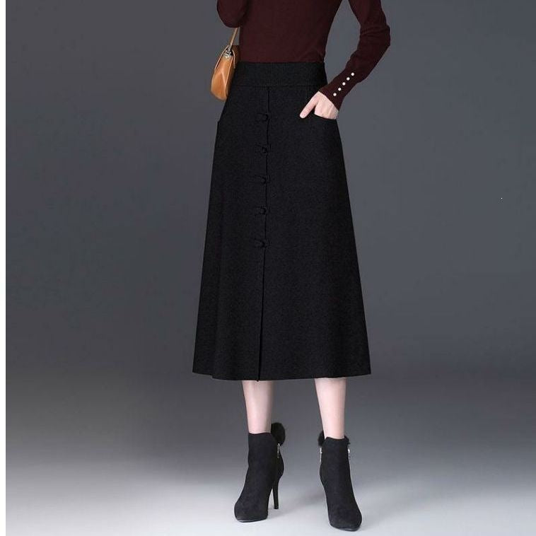 Ladies Elegant and Chic Midi Skirt with Button Details Mune Fashion