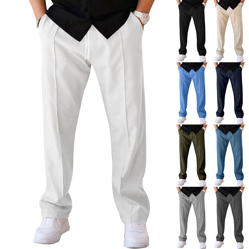 Men's casual jogging pants with crease, drawstring, and side pockets Mune Fashion
