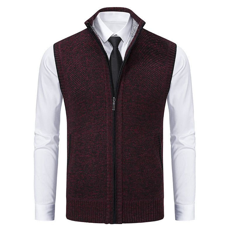 Men's elegant knit vest with stand-up collar and concealed zipper Mune Fashion