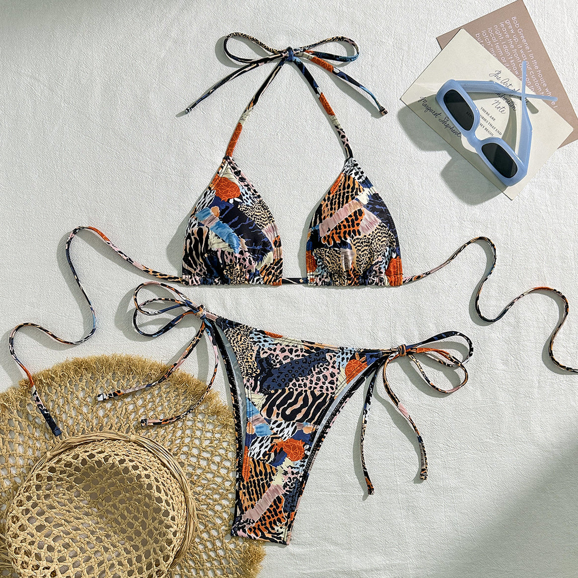 Women's Triangle Bikini with Fashionable Animal Print Mune Fashion