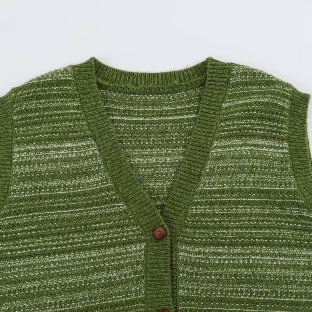 Men's Knitted Vest with V-Neck, Button Placket and Fine Textured Knit Mune Fashion