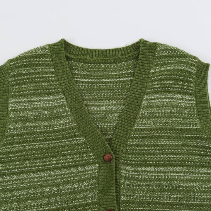 Men's Knitted Vest with V-Neck, Button Placket and Fine Textured Knit Mune Fashion