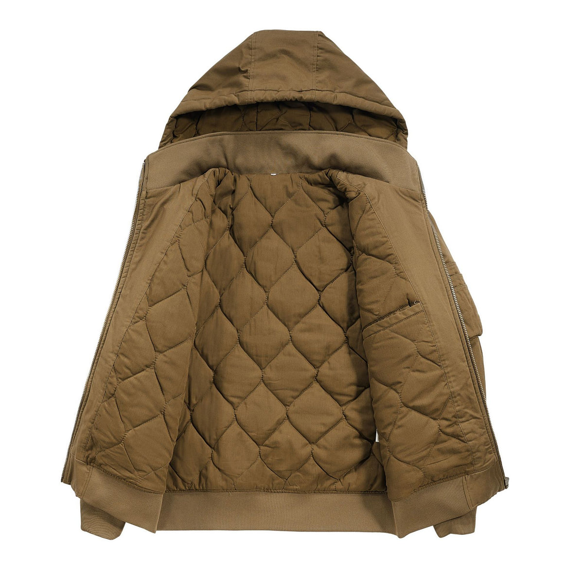 Men's Padded Hooded Bomber Jacket with Diamond Quilted Lining and Arm Pocket Mune Fashion