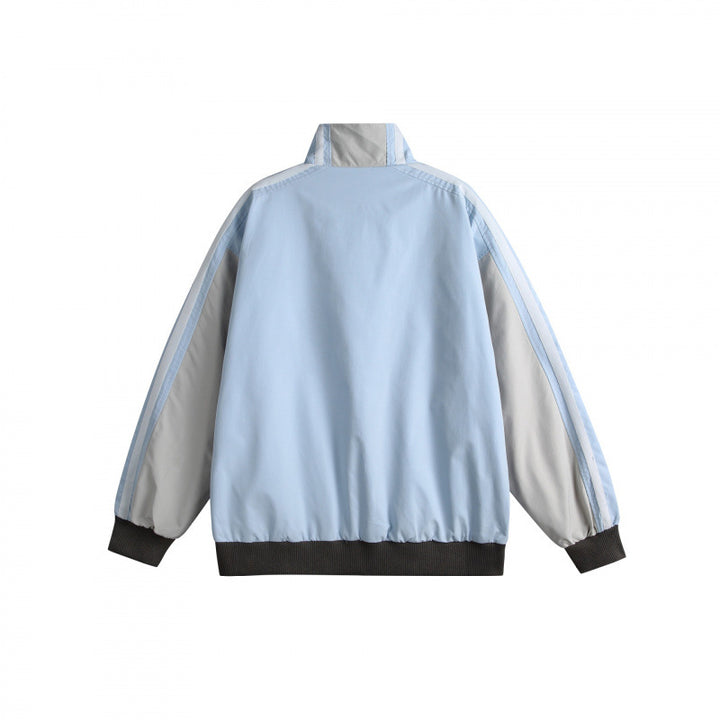 Unisex Lightweight Retro Track Jacket with Stand Collar, Contrasting Stripes and Ribbed Cuffs Mune Fashion