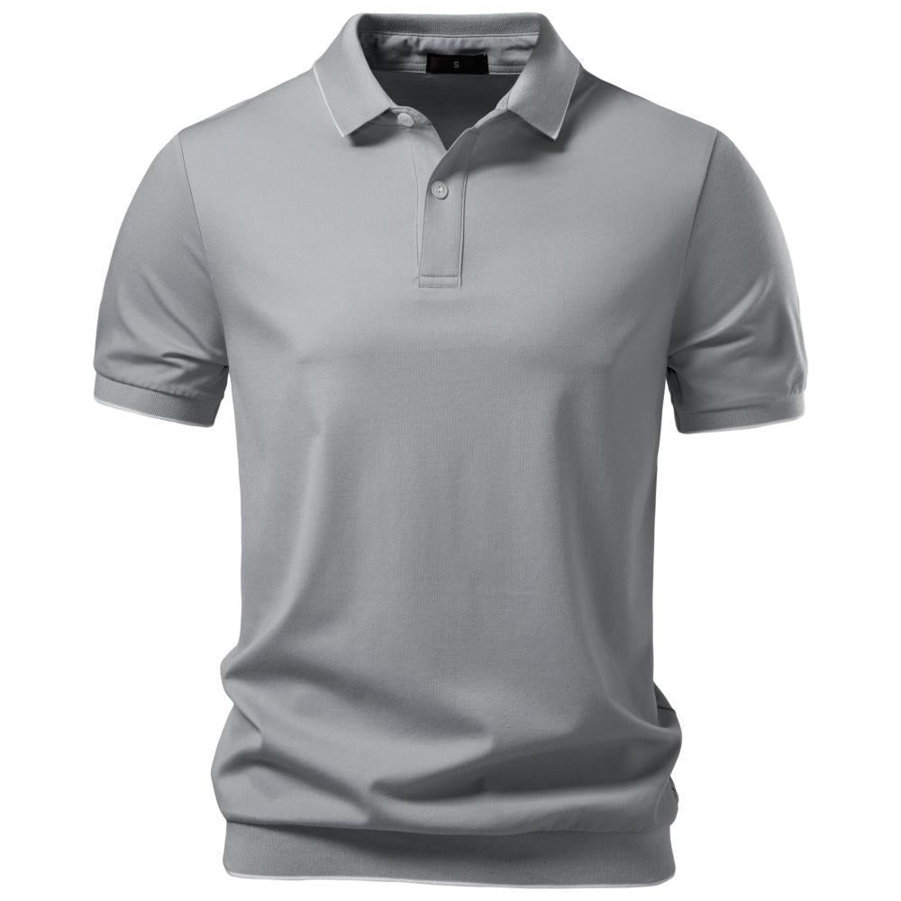 Men's breathable short-sleeved polo shirt made of cotton blend with ribbed hem Mune Fashion