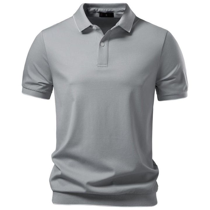 Men's breathable short-sleeved polo shirt made of cotton blend with ribbed hem Mune Fashion