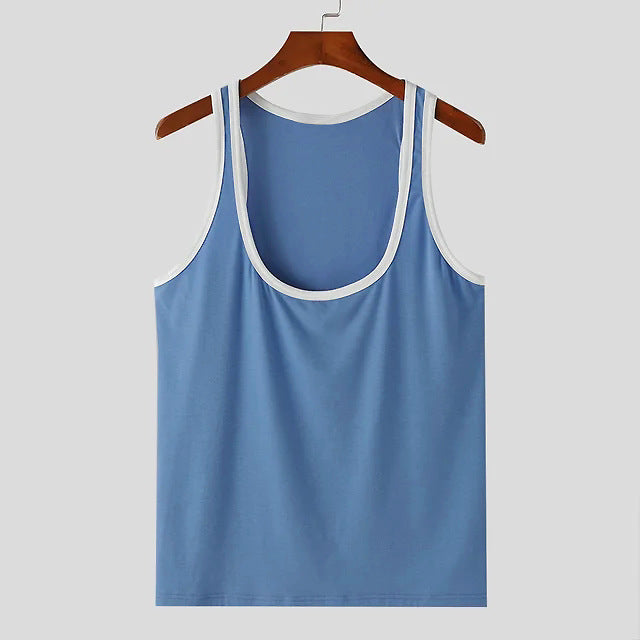 Men's sporty sleeveless muscle shirt with contrast trim Mune Fashion