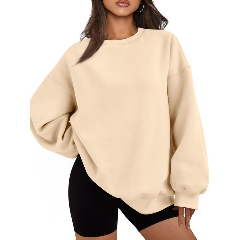 Women Oversized Sweatshirt with Round Neck, extra soft French Terry and dropped Shoulder Mune Fashion
