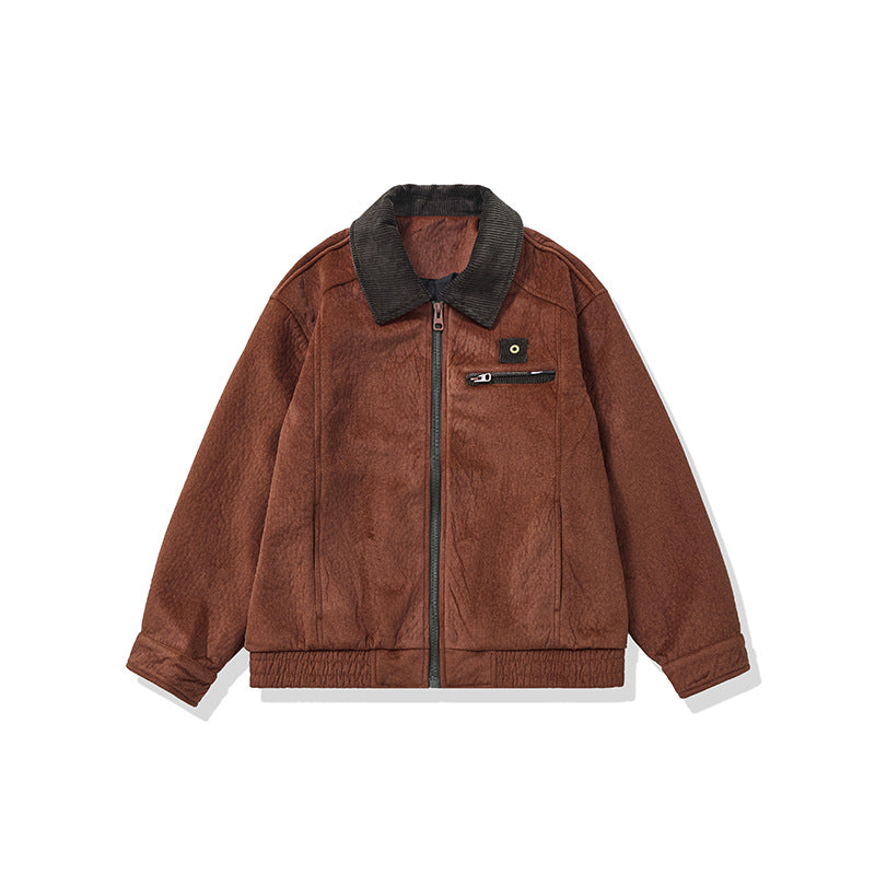 Men's short-cut fleece jacket with cord collar and safety chest pocket Mune Fashion