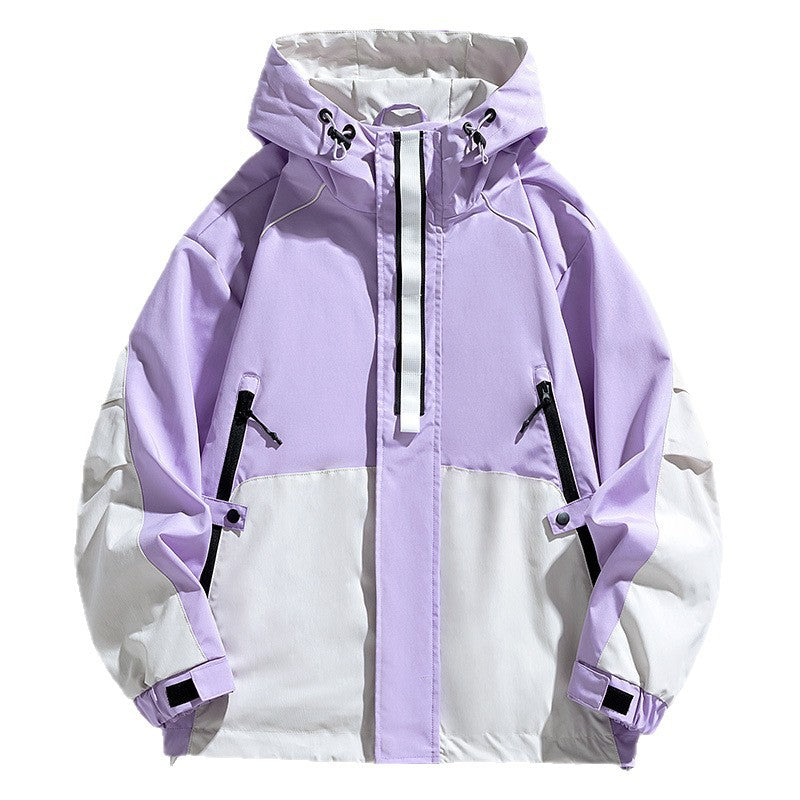 Unisex Lightweight two-tone wind and rain jacket with hood, drawstring and zip pockets Mune Fashion