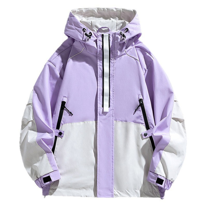 Unisex Lightweight two-tone wind and rain jacket with hood, drawstring and zip pockets Mune Fashion
