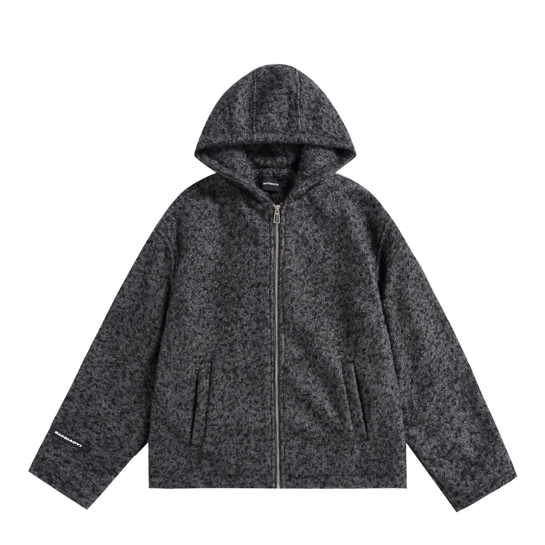 Women's hooded blouse made of wool blend with voluminous structure and zipper Mune Fashion