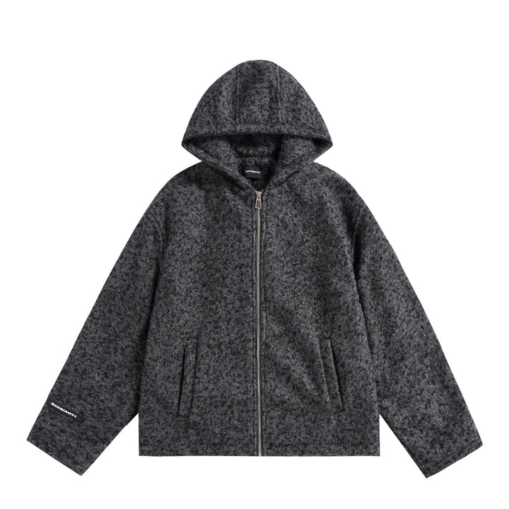 Women's hooded blouse made of wool blend with voluminous structure and zipper Mune Fashion