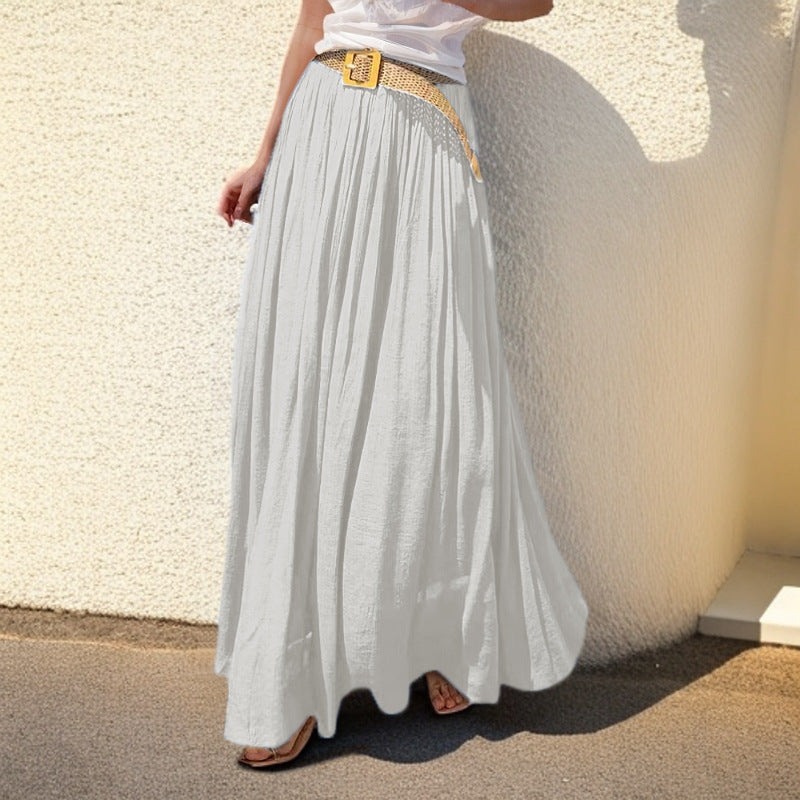 Ladies' airy pleated maxi skirt with elastic waistband and flowing summer fall Mune Fashion