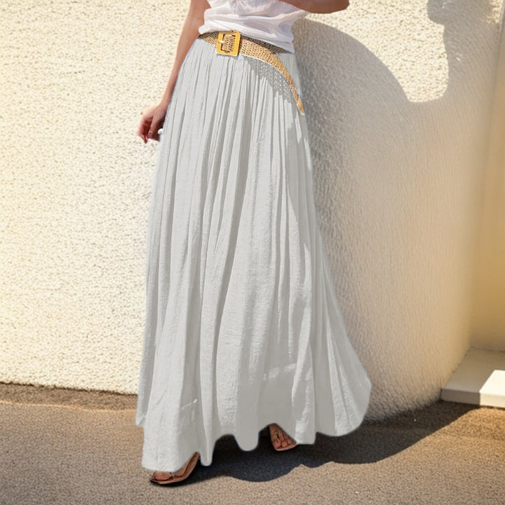 Ladies' airy pleated maxi skirt with elastic waistband and flowing summer fall Mune Fashion