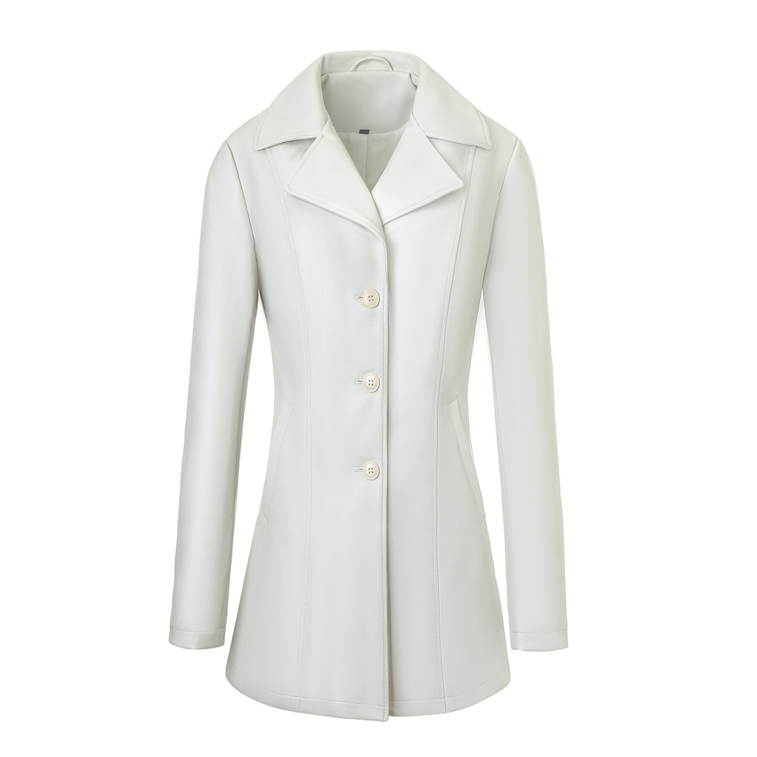 Women's Elegant Slim-Fit Faux Leather Jacket Mune Fashion