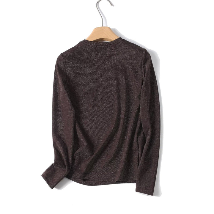 Ladies Lurex Fine Knit Long Sleeve with Round Neckline and Subtly Shimmering Surface Mune Fashion
