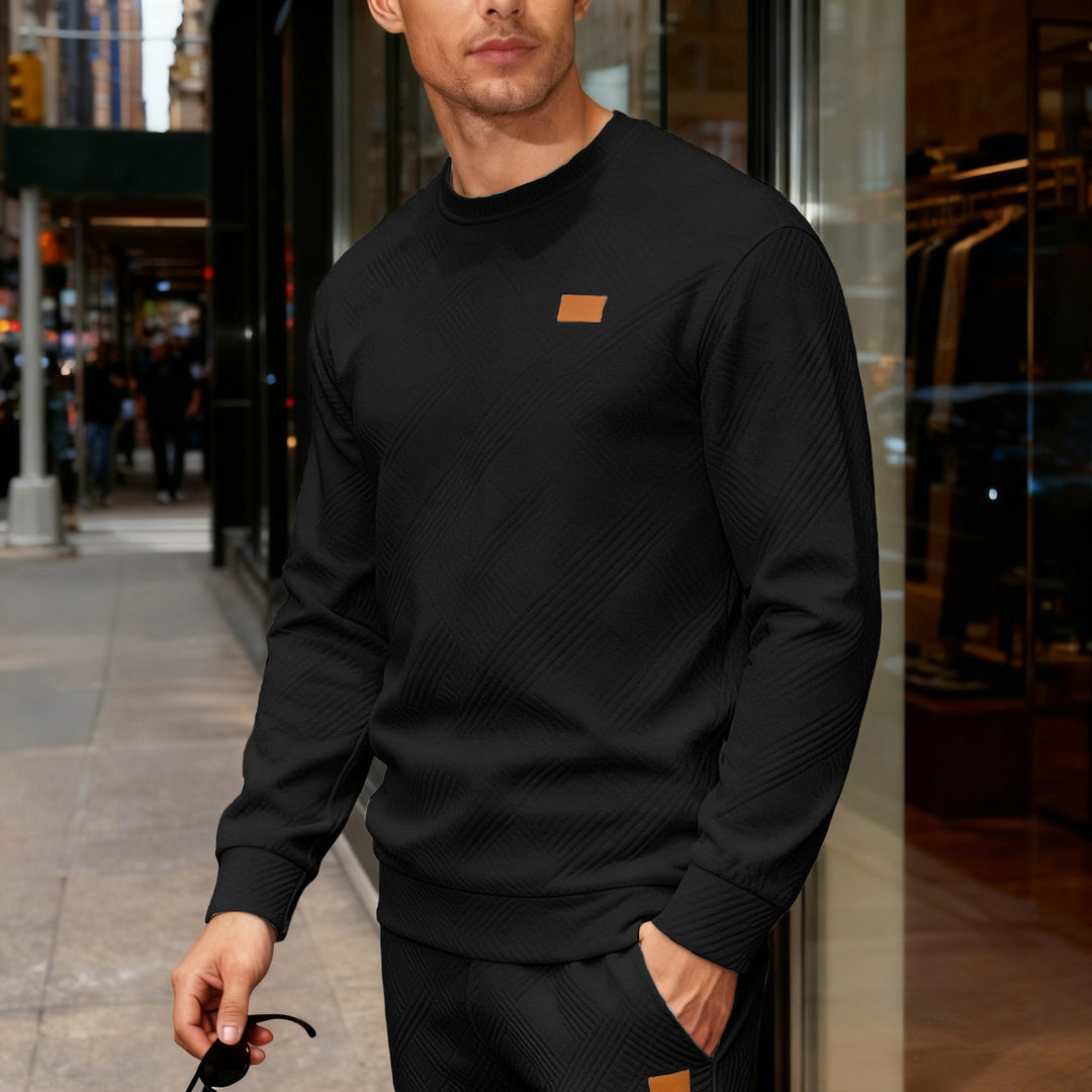 Men's cotton knit sweater with diamond pattern, round neck and elastic cuffs Mune Fashion