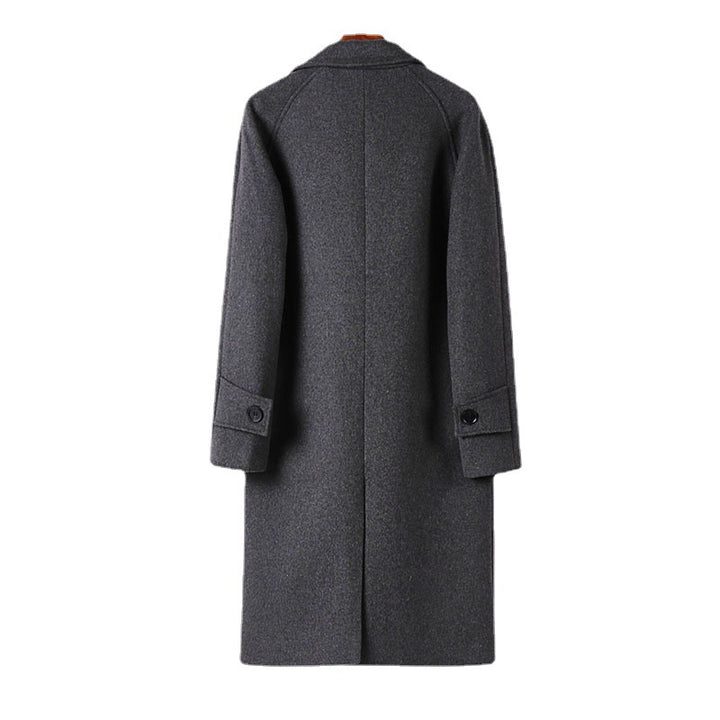 Men's Maxi Length Wool Coat with Clean Cut, Narrow Lapel and Concealed Lining Mune Fashion