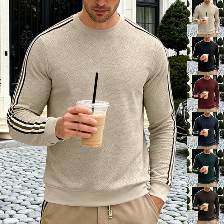 Men's structured sweatshirt with fine waffle texture, contrasting side stripes on the sleeves and a fitted cut Mune Fashion