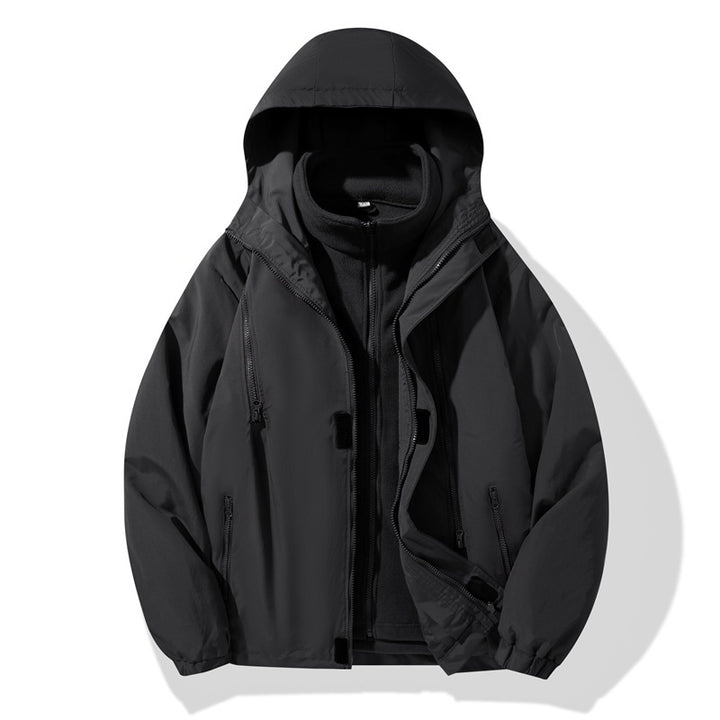 Men's Two-Piece Hybrid Hooded Jacket with Integrated Fleece Lining and Concealed Zippers Mune Fashion