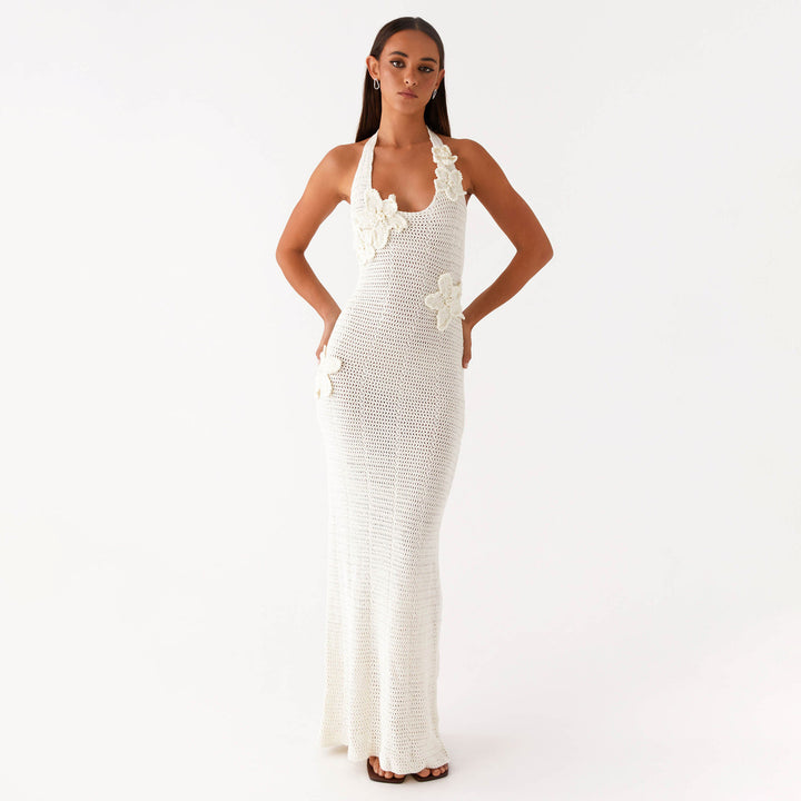 Women's crochet maxi dress with floral design Mune Fashion