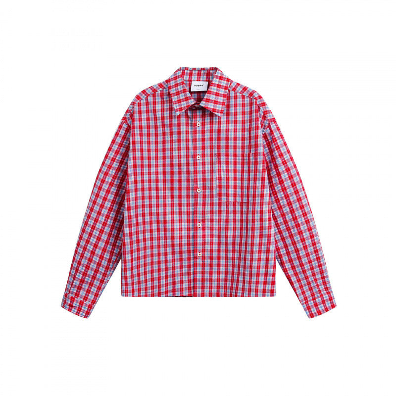 Unisex Checked Overshirt in Boxy Cut with Continuous Button Placket and Chest Pocket Mune Fashion