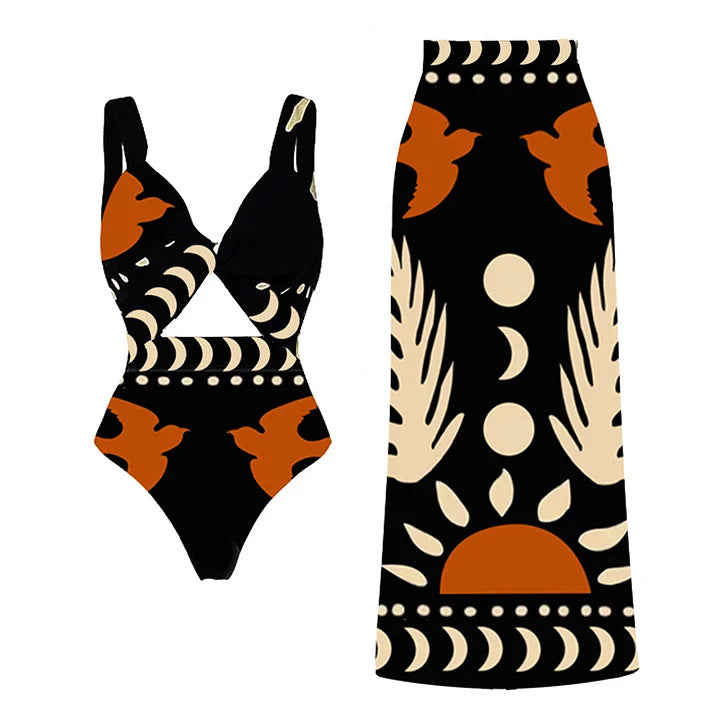Women One-Piece Swimsuit with Matching Palazzo Pants Mune Fashion