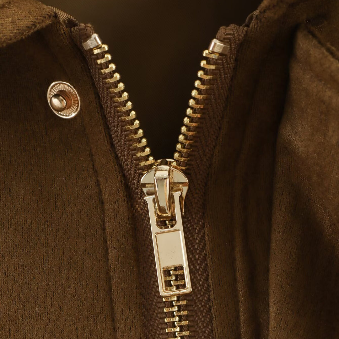 Women's Oversized Cropped Jacket in Suede Look with Cut-Out Shoulders and Drawstring Hem Mune Fashion