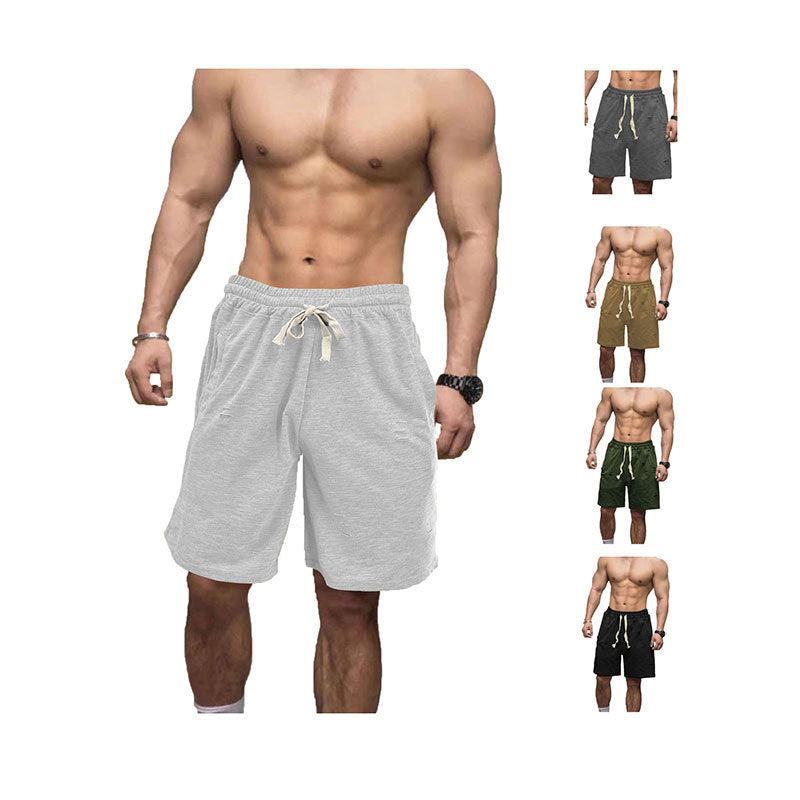 Men's casual sweat shorts with elastic drawstring waistband, side pockets, and used look Mune Fashion