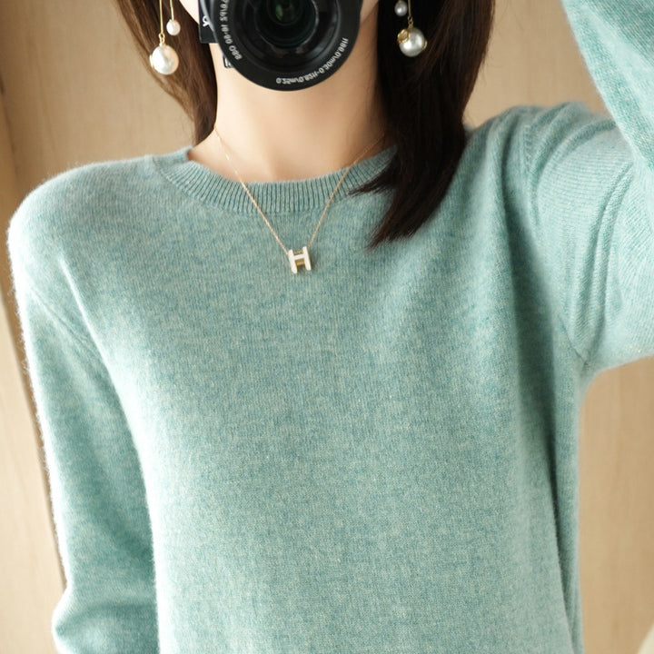 Women's Soft Fine Knit Crew Neck Sweater with Extra Wide Cuffs and Boxy Silhouette Mune Fashion