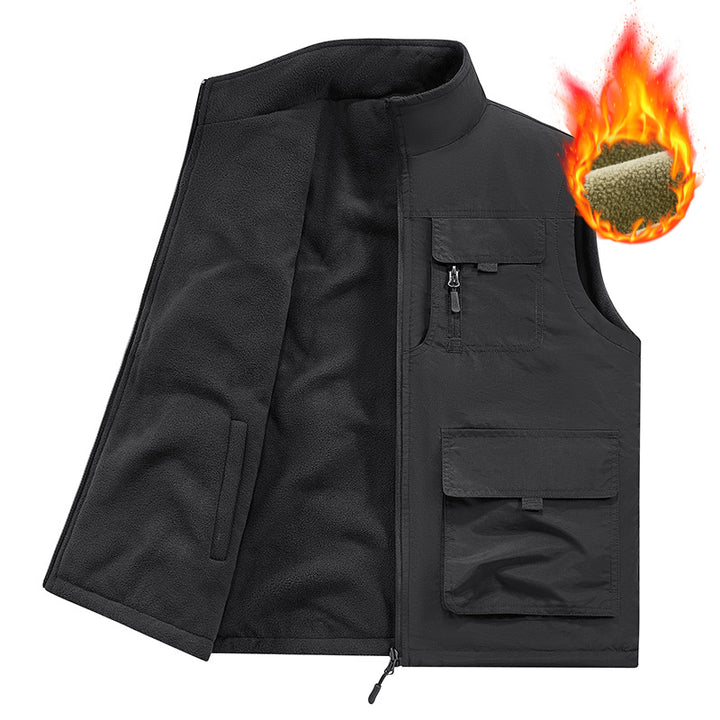 Men's Thermo-Utility Vest with Fleece Lining, Windproof Shell and Multifunction Pockets Mune Fashion